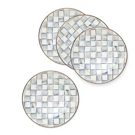 Sterling Check Chargers - Set of 4 | MacKenzie-Childs