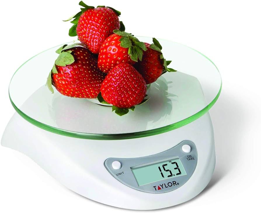 Taylor Digital Kitchen Scale with Glass Platform, Tare Button, and Plastic Body Weighs up to 11 Poun | Amazon (US)