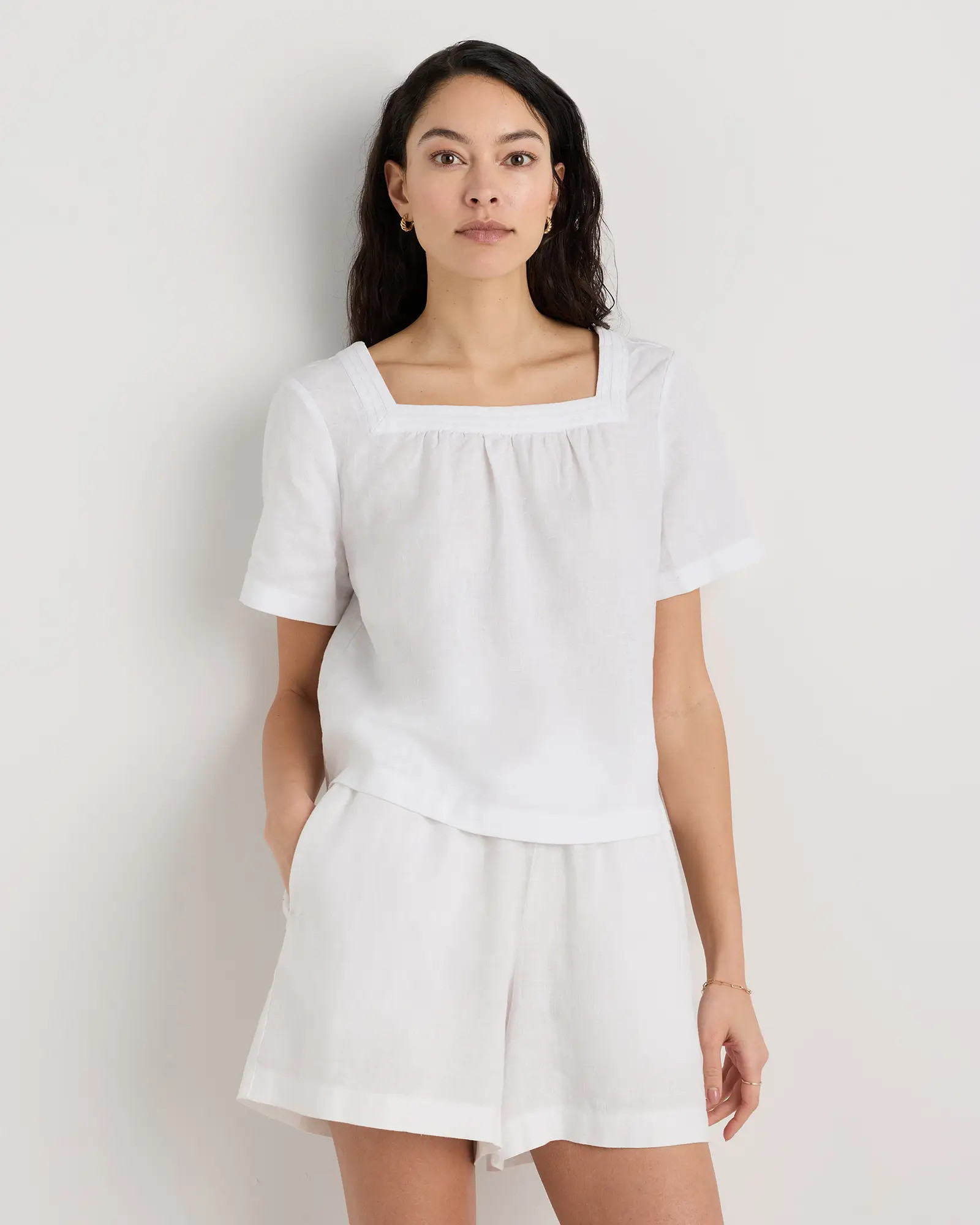 100% European Linen Square Neck Swing Top | Quince