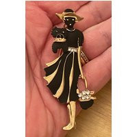 Enamelled Art Deco Lady Brooch Vintage Retro | Etsy (US)