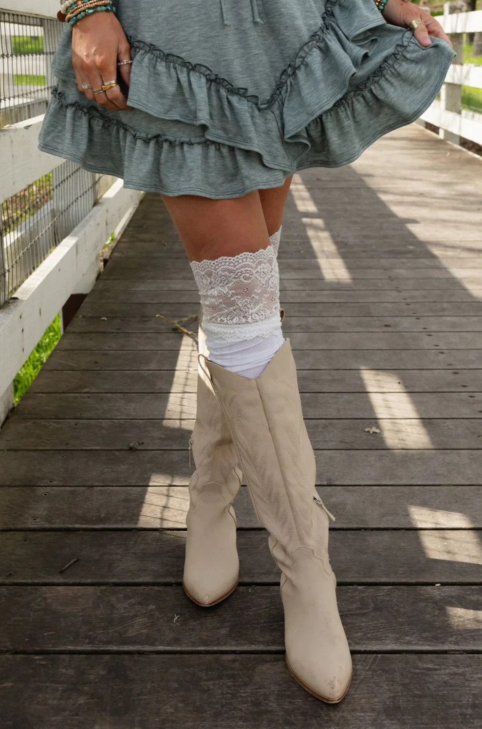 Becca Knee High Socks - White | Three Bird Nest