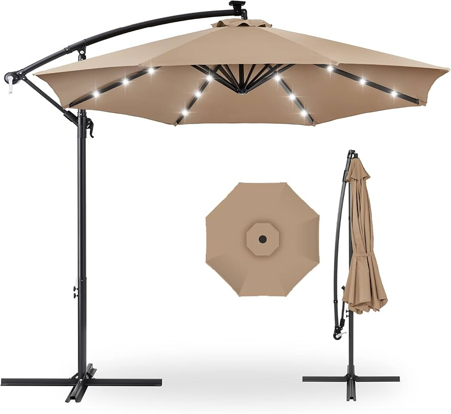Best Choice Products 10ft Solar LED Offset Hanging Market Patio Umbrella for Backyard, Poolside, ... | Amazon (US)