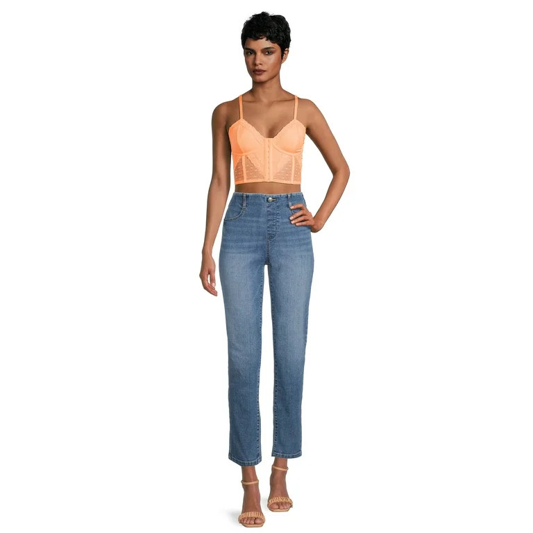 No Boundaries Juniors Lace & Dot Mesh Bustier | Walmart (US)