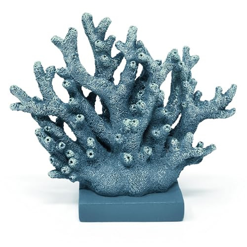 Gift Boutique Blue Coral Decor Coastal Tabletop Sculpture Nautical Beach House Accent Resin Ocean Reef Figurine Shelf Mantel Bathroom Living Room Decor | Amazon (US)