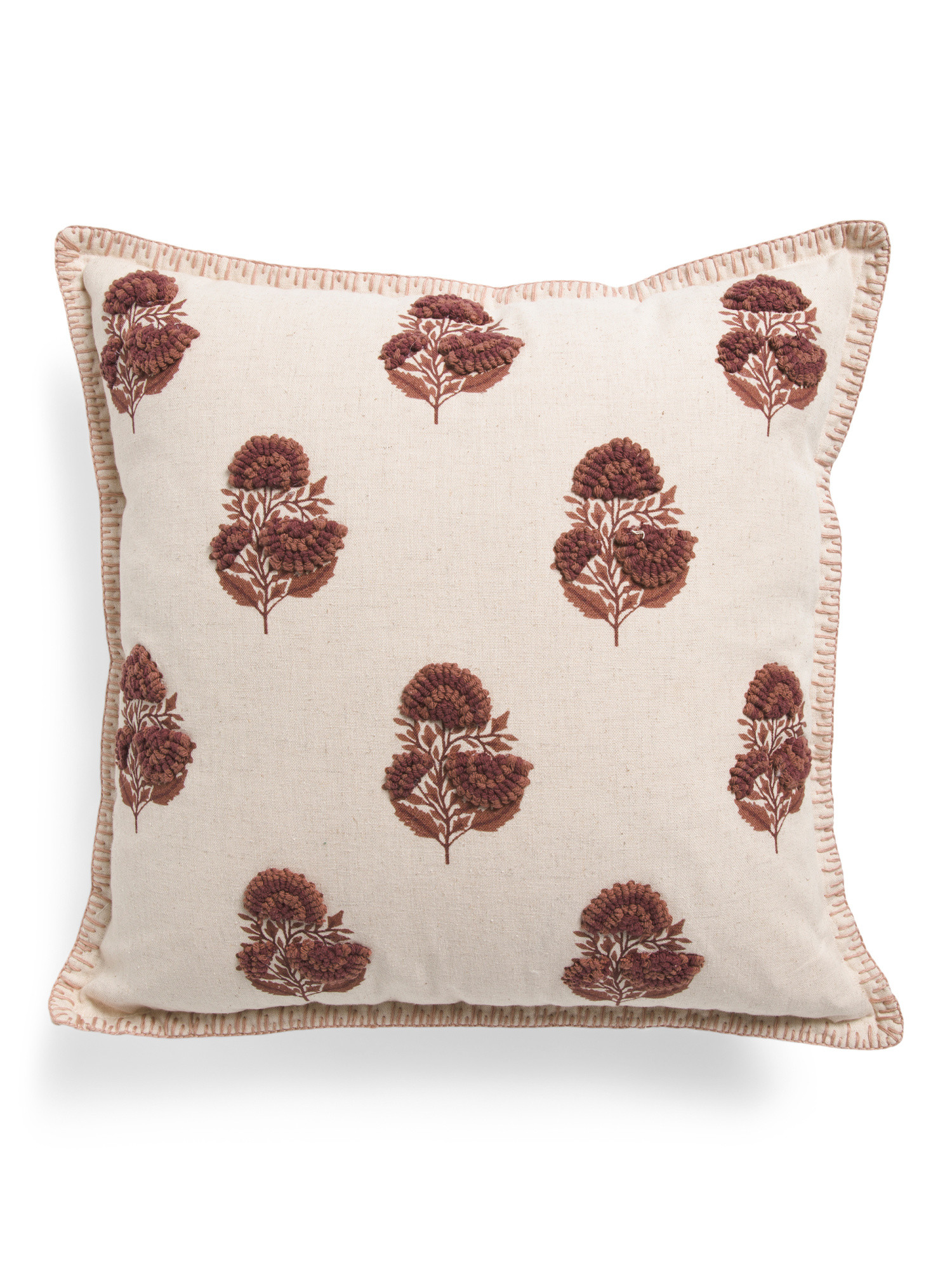 20x20 Linen Blend Embroidered Floral Block Print Pillow | Throw Pillows | Marshalls | Marshalls
