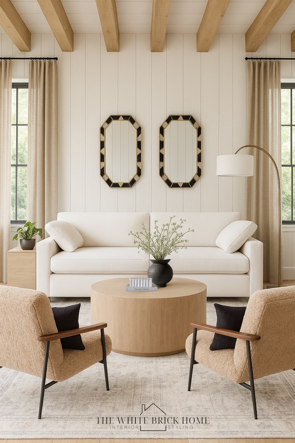 Hanging a modern mirror above the sofa or couch instantly elevates the space by adding visual interest, reflecting light, and creating a polished, designer finished focal point. 

Living room, living room design, living room decor, home decor c mirror, wall mirror, coffee table, floor lamp, vase, decor, curtains, accent chair, throw pillows, living room furniture, living room ideas, living room modern, black and white living room, living room rug, area rug, crate and barrel living room, pottery barn living room 

#LTKGiftGuide #LTKHoliday #LTKHome