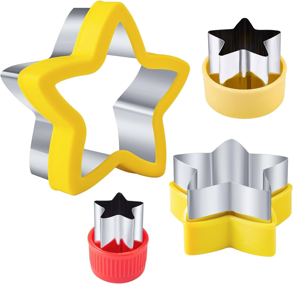 Star Cookie Cutters 4 Pcs, Kimfead Sandwich Cutter for Kids Lunch, Vegetable Fruit Cutters Shapes... | Amazon (US)