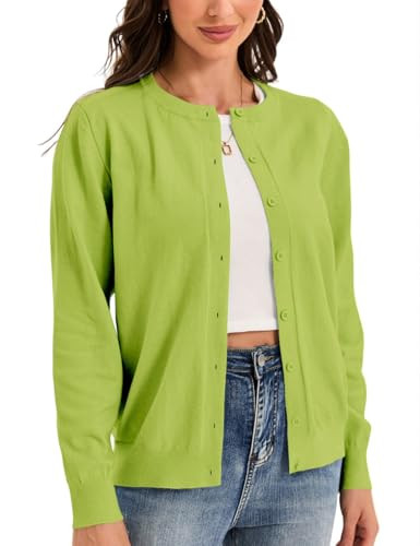 Womens Cardigan Sweaters Basic Button Down Casual Dressy Classic Crewneck Long Sleeve Spring Outf... | Amazon (US)