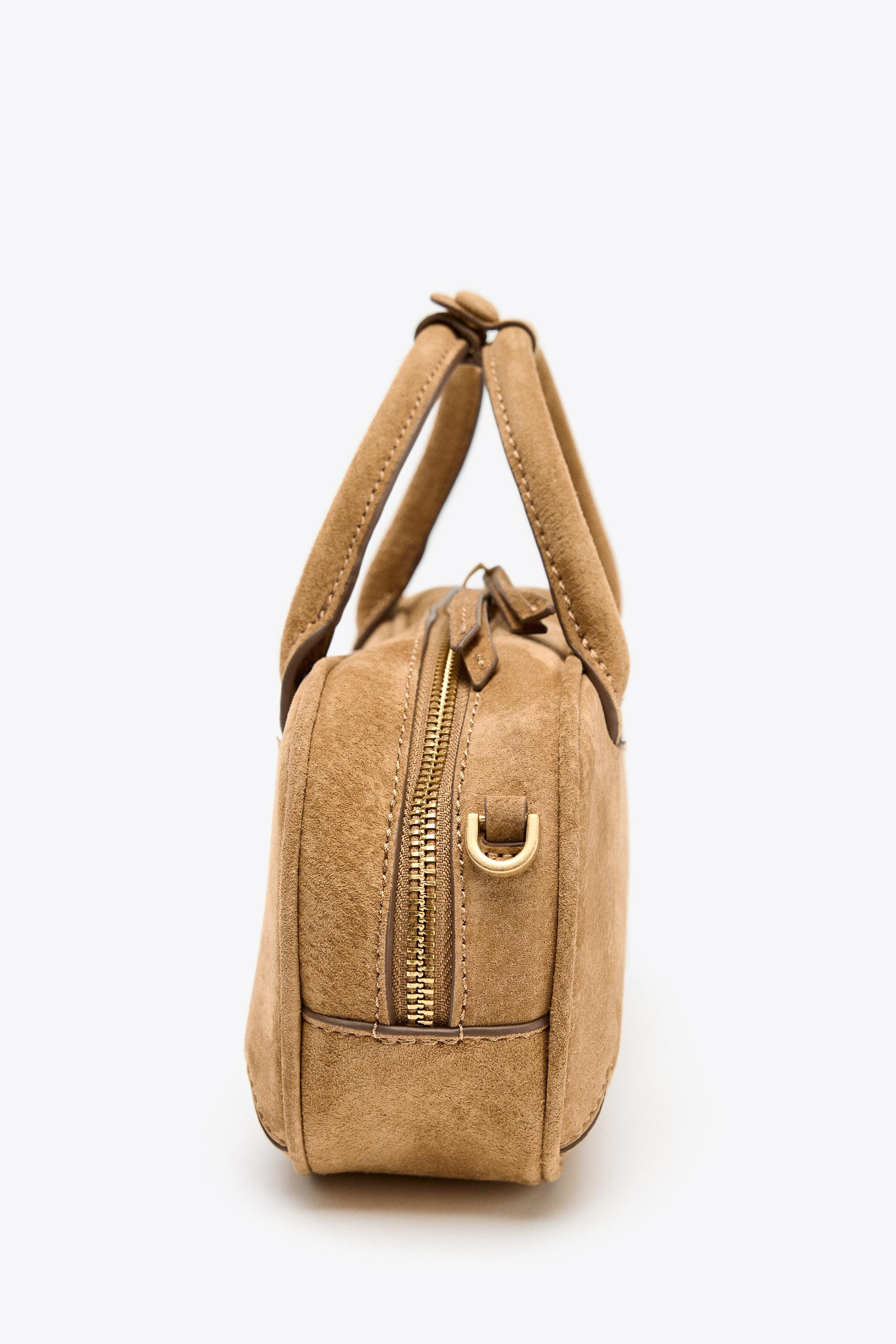 MINI SPLIT LEATHER BOWLING BAG | Zara US