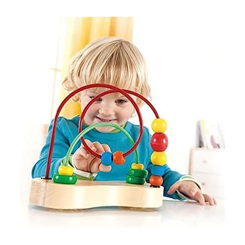 Award Winning Hape Double Bubble Wooden Bead Maze Multicolor, L: 3.5, W: 8.5, H: 7.6 inch, 6+ Mon... | Amazon (US)