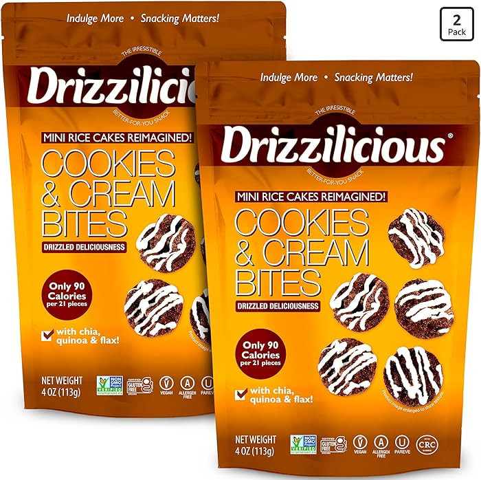 Drizzilicious Mini Flavored Rice Cakes Cookies & Cream - Rice Crisps, Healthy Snack for Adults an... | Amazon (US)