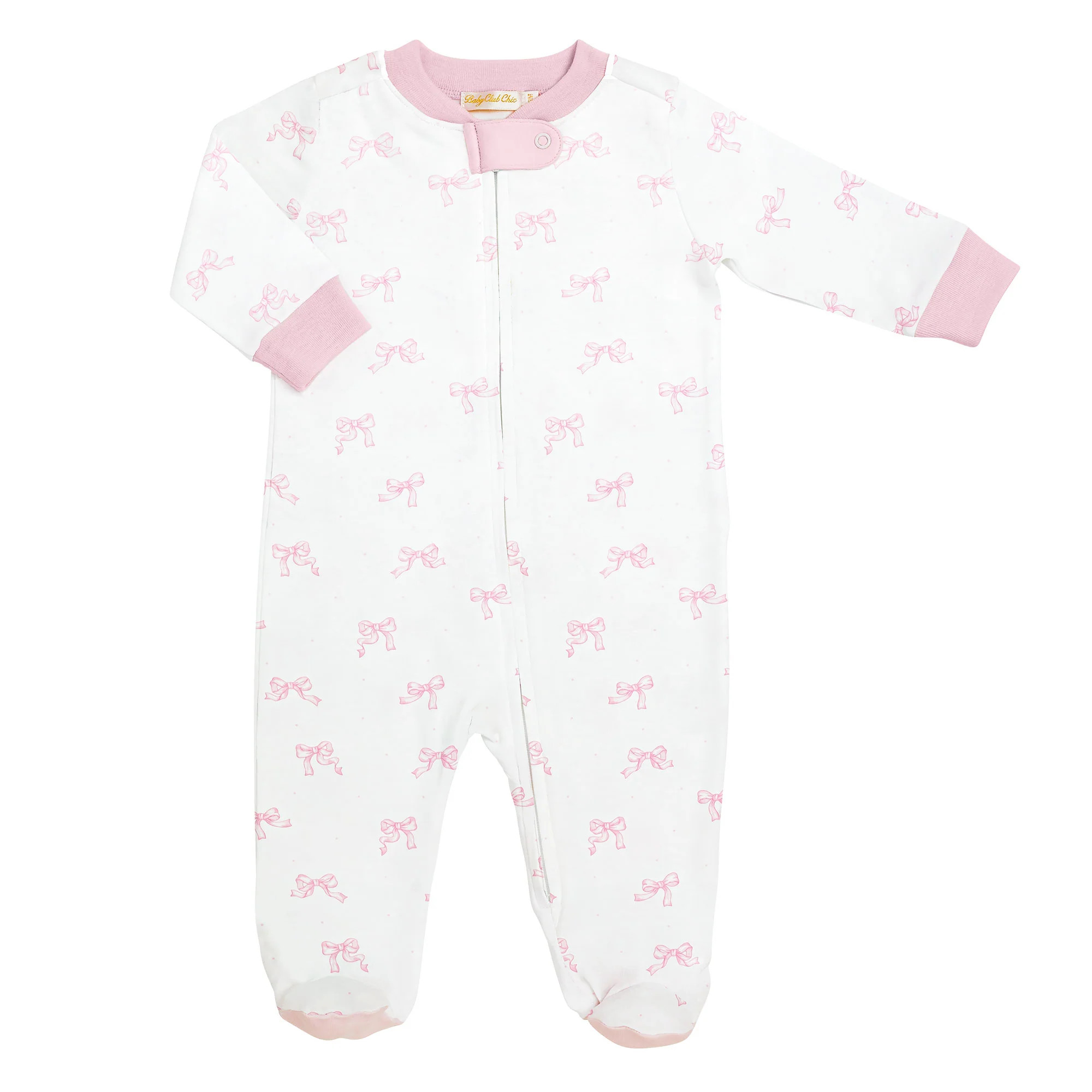 Pretty Bows Pima Zippered Footie | Loozieloo