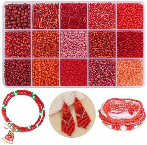 15 Color 4mm Small Assorted Glass Seed Beads,3mm Bugle Beads Friendship Bracelet Kit,2mm Tiny Tub... | Amazon (US)