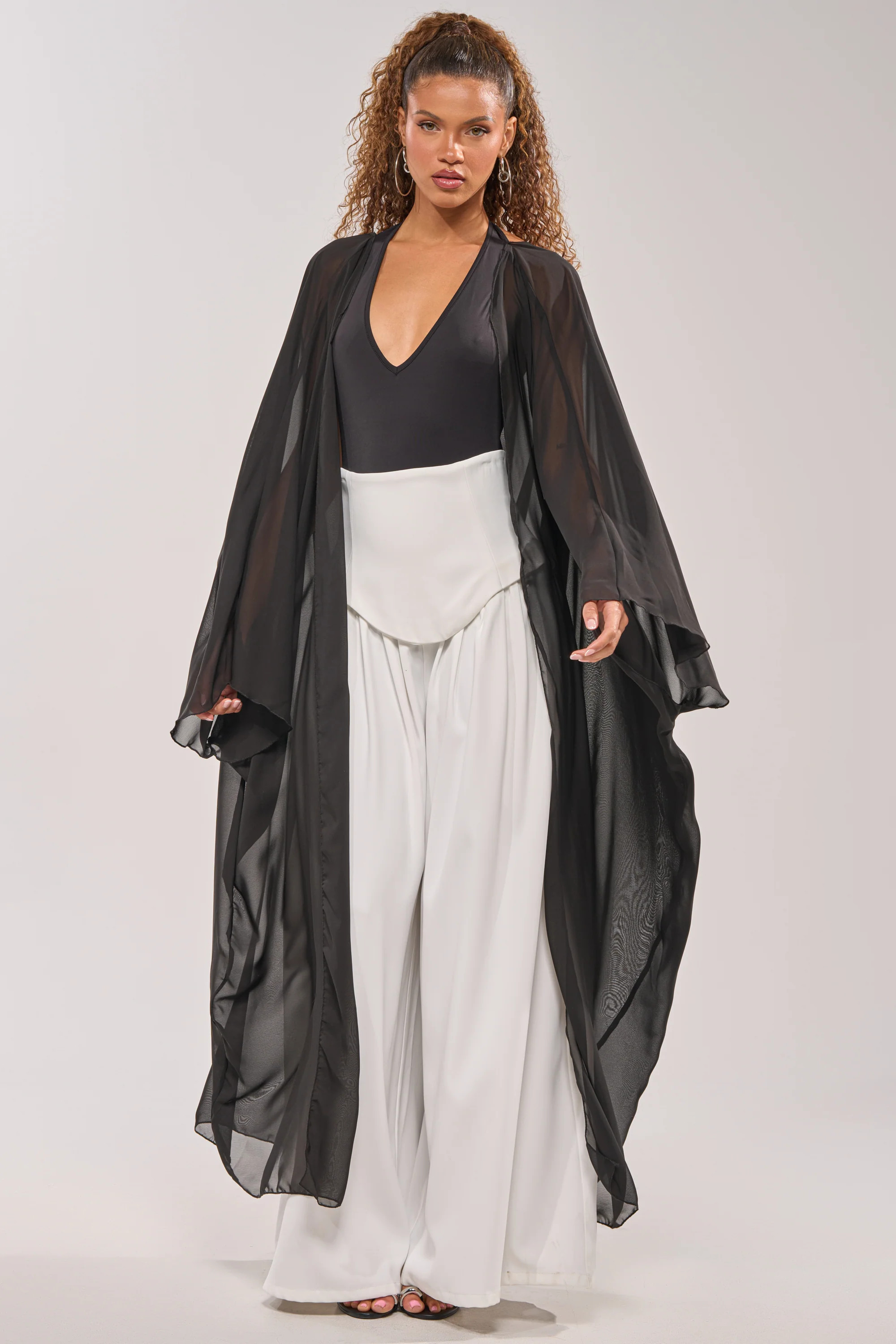 AKIRA Addams Cape Bodysuit | Black | Size Small | AKIRA