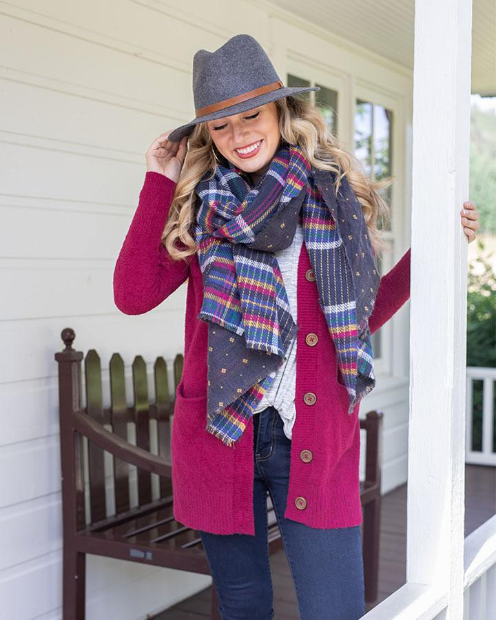 Bambü Button Raspberry Cardi | Grace and Lace