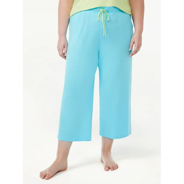 Joyspun Women's Cropped Knit Sleep Pants, Sizes S to 3X | Walmart (US)
