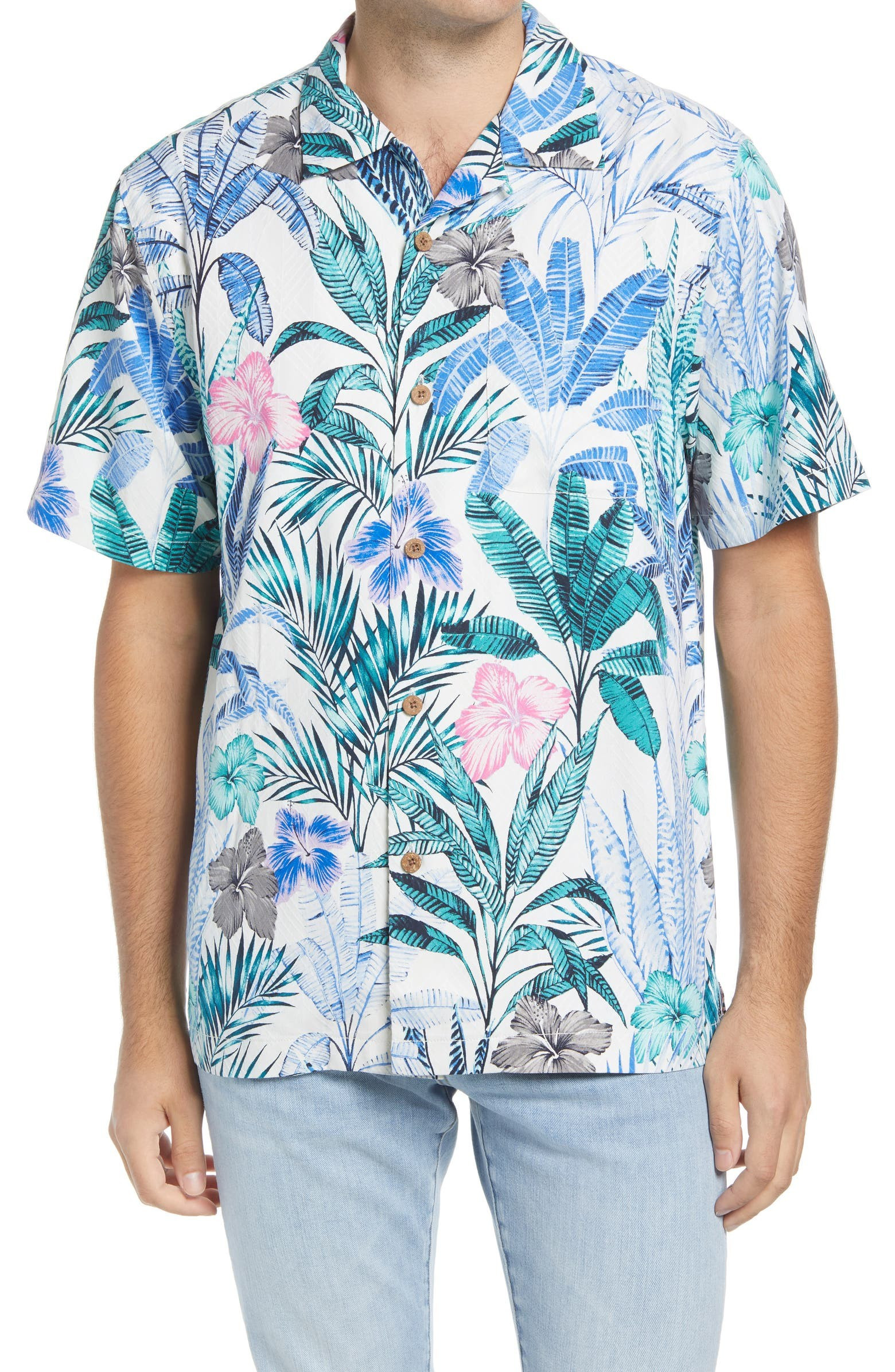 Garden Getaway Short Sleeve Silk Button-Up Camp Shirt | Nordstrom