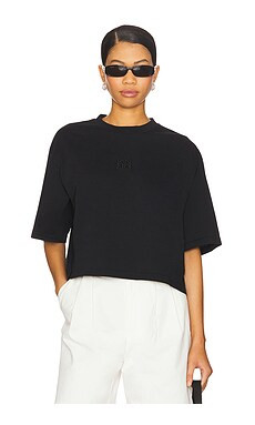 ANINE BING Myers Cropped Tee in Black from Revolve.com | Revolve Clothing (Global)