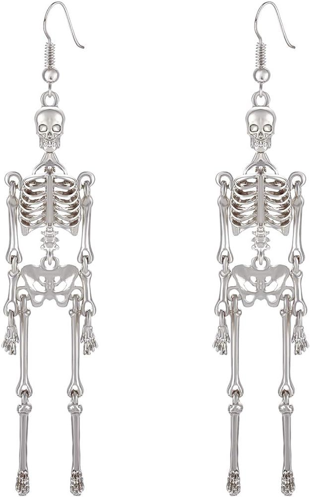 CEALXHENY Halloween Skeleton Earrings Spooky Skull Skeleton Dangle Earrings for Women Girls Costu... | Amazon (US)