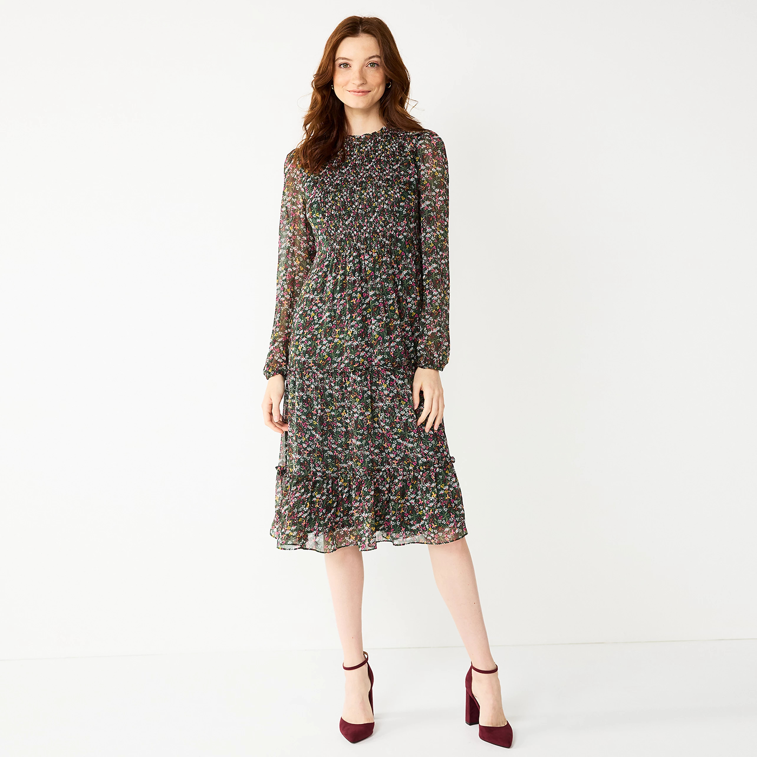 Women's DRAPER JAMES RSVP™ Tiered Ruffled Midi Dress | Kohls | Kohl's