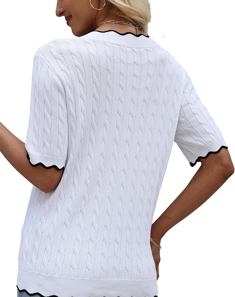 Short Sleeve Sweater for Women V Neck Lightweight Sweaters Tops Fashion Clothing Business Casual ... | Amazon (US)