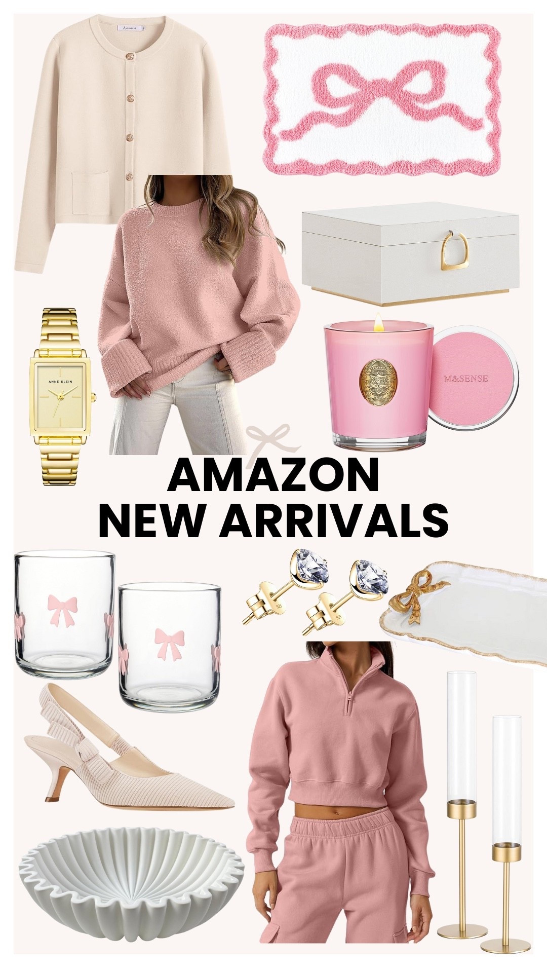 Amazon new arrivals! I am loving the pink sweaters, scented candle, and glasses right bow details! The mat with a bow detail would be so cute for Valentine’s Day decor. 

#LTKHome #LTKSeasonal #LTKFindsUnder100
