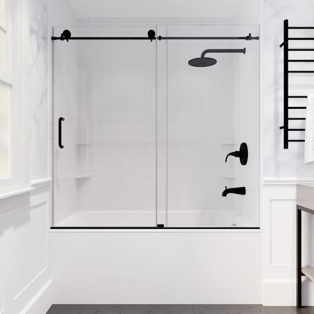 ANZZI Don Series Matte Black 59-in to 60-in x 62-in Frameless Sliding Bathtub Door Lowes.com | Lowe's