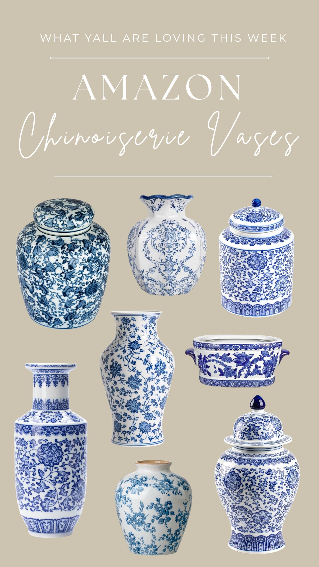 Chinoiserie vases are forever a favorite. The blue and white, the classic patterns, the timeless feel—they instantly elevate shelves, consoles, and tables with that collected, designer look. Whether styled with florals or on their own, they’re such an effortless statement piece. ✨

• • Chinoiserie vases, blue and white decor, vase styling, shelf styling, table styling, timeless decor, classic home, chic home accents, collected home style 

 #LTKHome