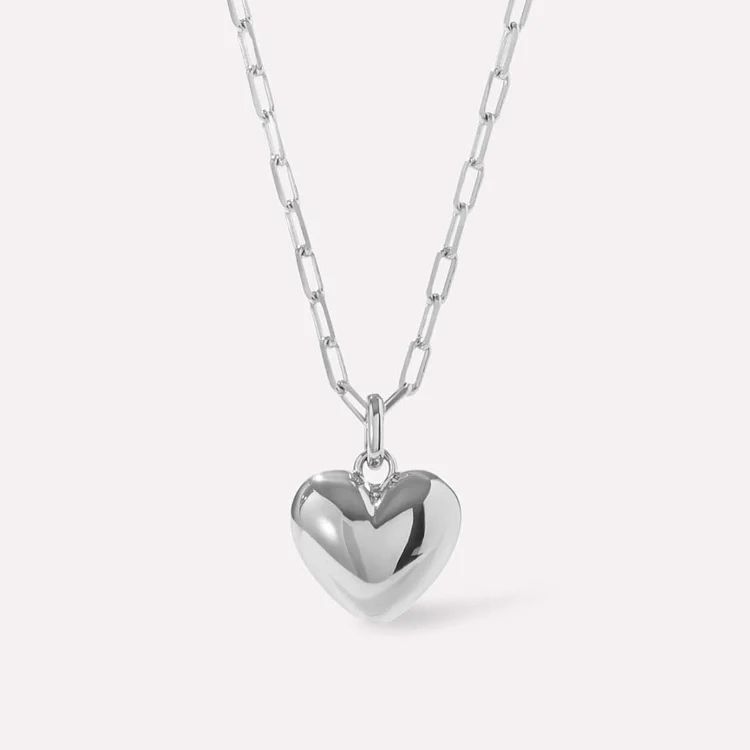 Puffed Heart Necklace - Lev Silver | Ana Luisa