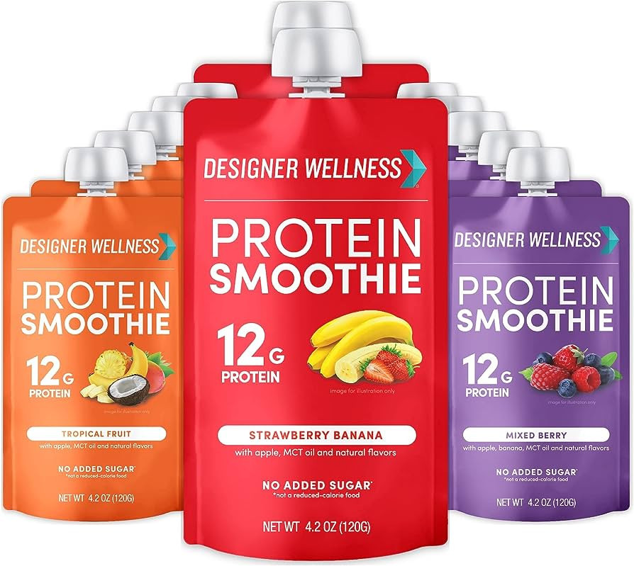 Designer Wellness Protein Smoothie, Real Fruit, 12g Protein, Low Carb, Zero Added Sugar, Gluten-F... | Amazon (US)
