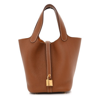 Taurillon Clemence Picotin Lock 18 PM Gold | FASHIONPHILE (US)