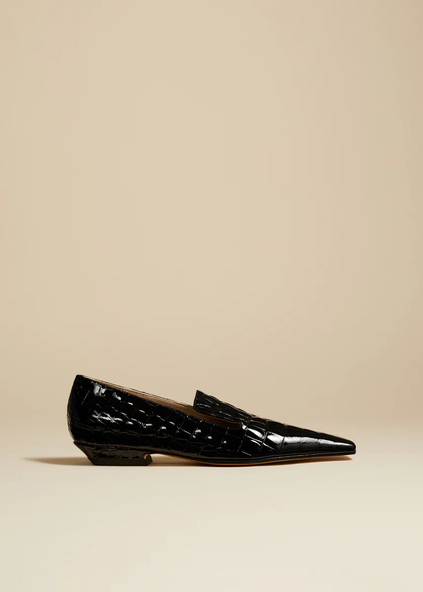 The Marfa Loafer in Black Croc-Embossed Leather | Khaite