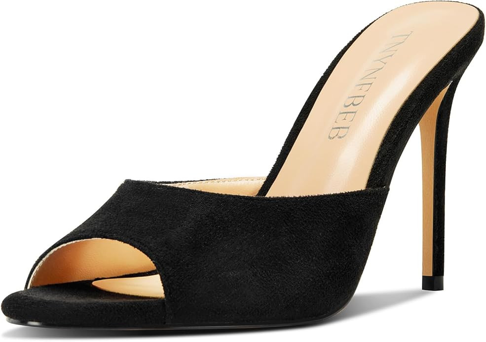 TNYNFBEB Women Stiletto High Heel Peep Open Toe Sandals Slingback Slip-on Wedding Office Cute Bas... | Amazon (US)