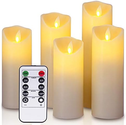 YIWER LED Candles,5.5"/6"/6.5"/7"/8" Set of 5 Real Wax Battery Flameless Candles Include Realistic D | Amazon (US)