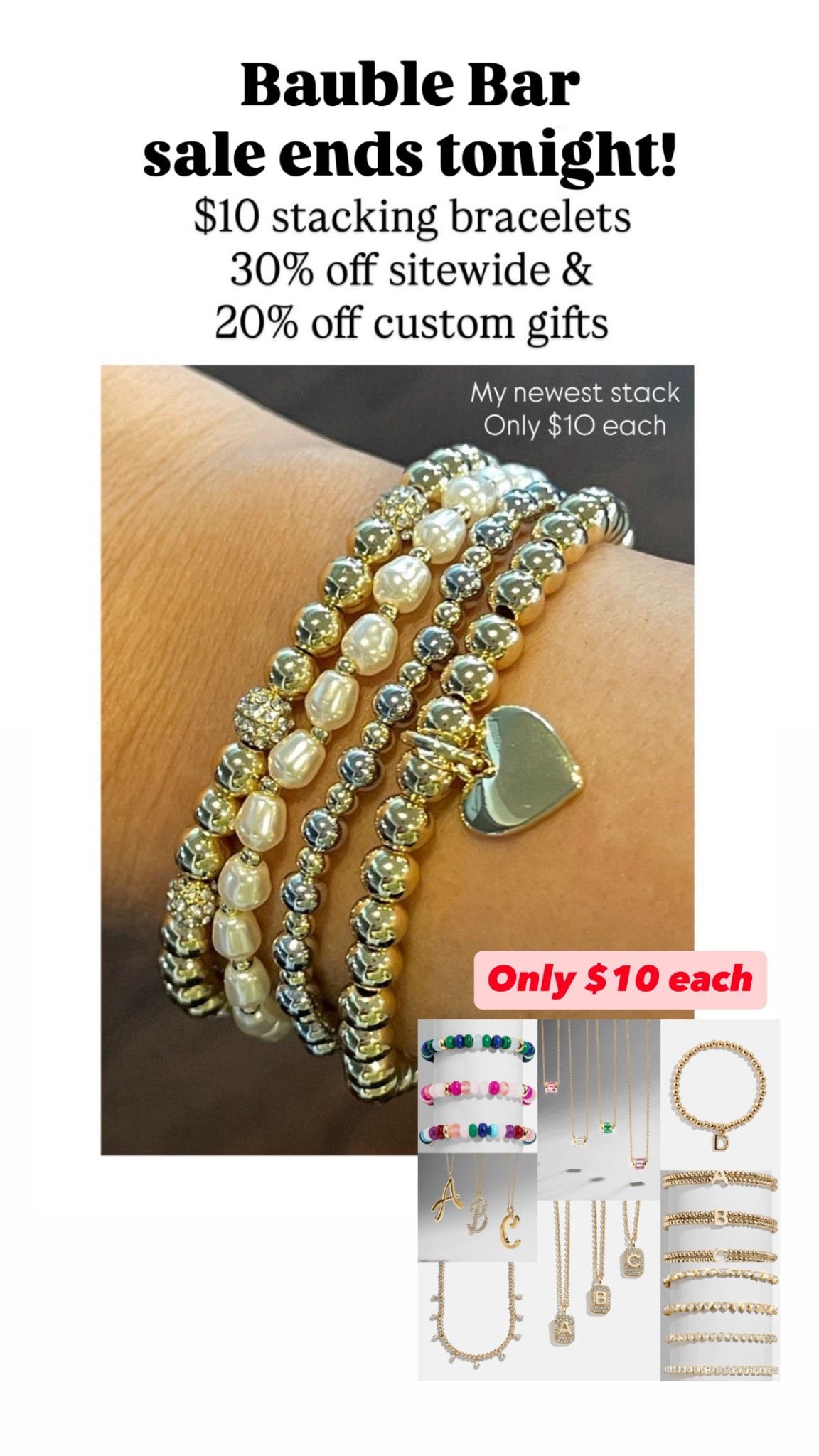 Bauble Bar cyber Monday sale
$10 stacking bracelets


#LTKCyberWeek #LTKGiftGuide #LTKFindsUnder50