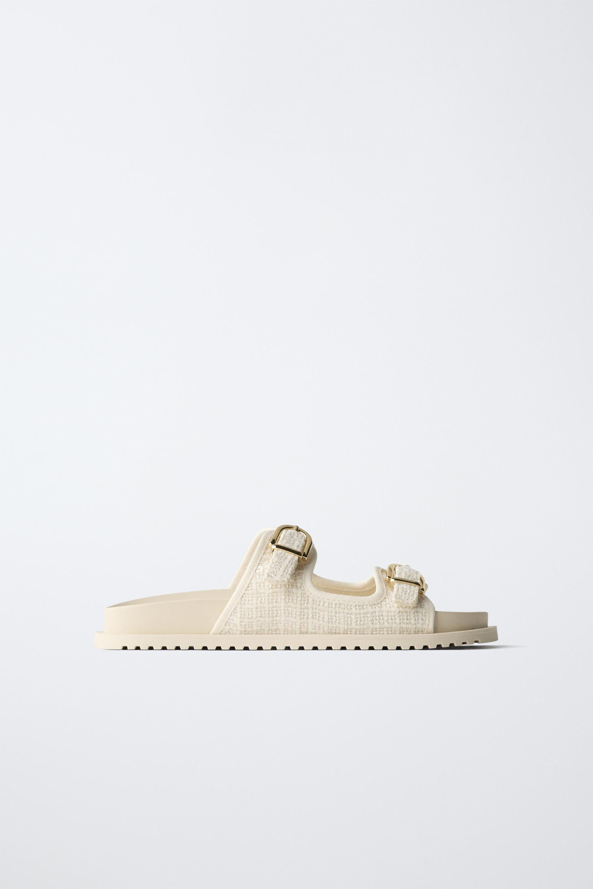 RAFFIA EFFECT BUCKLE SANDALS | Zara US