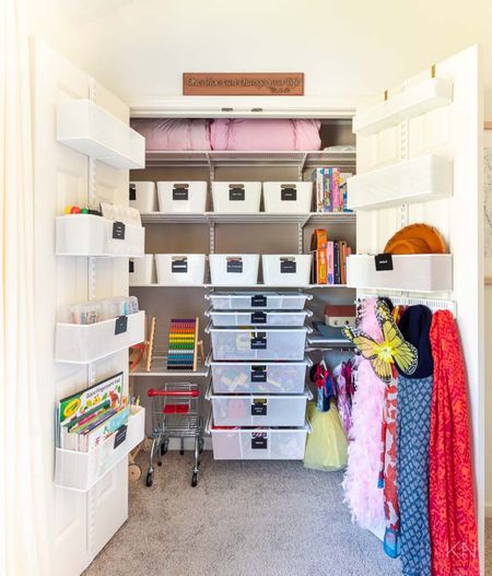 Eliza’s playroom closet has been designed so that all of the vertical space is used, plus we have two over the door storage systems to hold art supplies and other craft supplies. home organization playroom organization home storage playroom storage closet storage closet organization toy storage toy organization kids room Elfa solution art supply storage 

#LTKhome #LTKunder50 #LTKkids