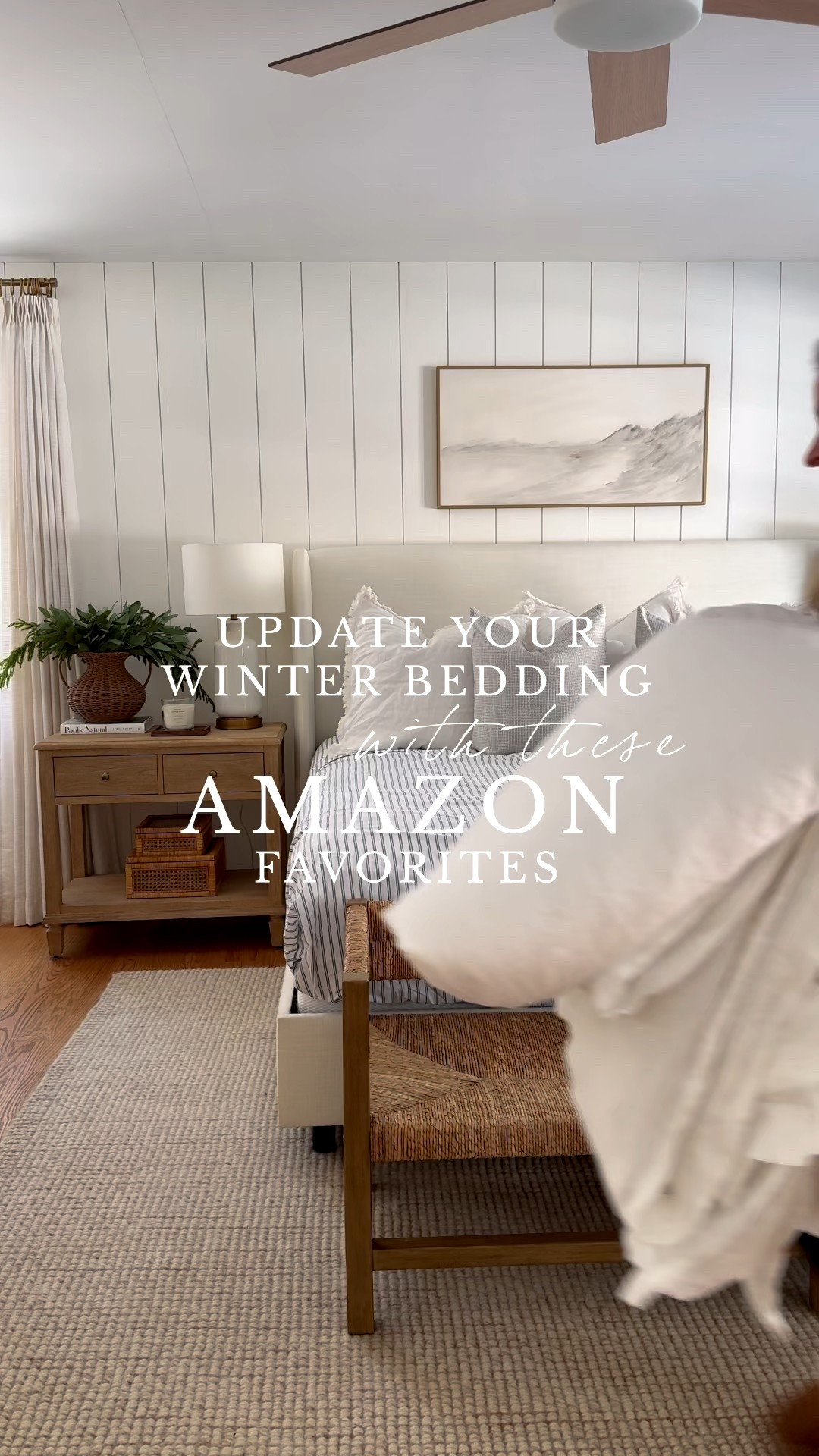 Layered bedding, warm wood tones, and soft textures make this coastal bedroom feel calm and complete. coastal bedroom decor, neutral bedroom, upholstered bed, woven bench, coastal home style, serene bedroom, timeless interiors, bedroom inspiration, sherricalnanhome

#LTKHome #LTKFindsUnder50