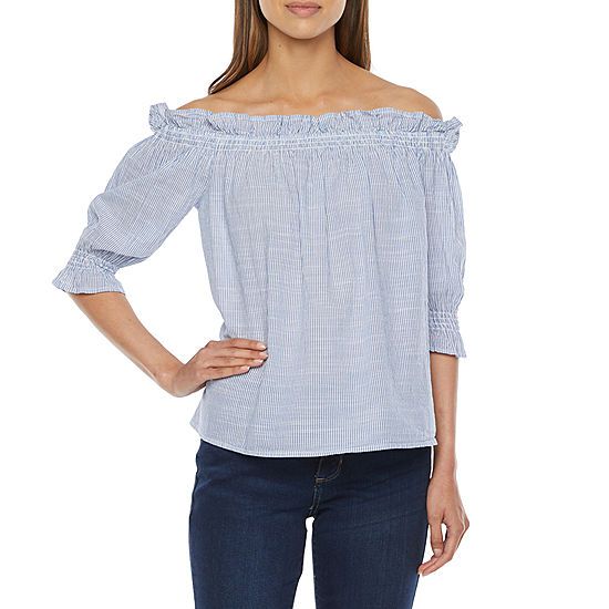 St. John's Bay Womens Straight Neck 3/4 Sleeve Blouse | JCPenney