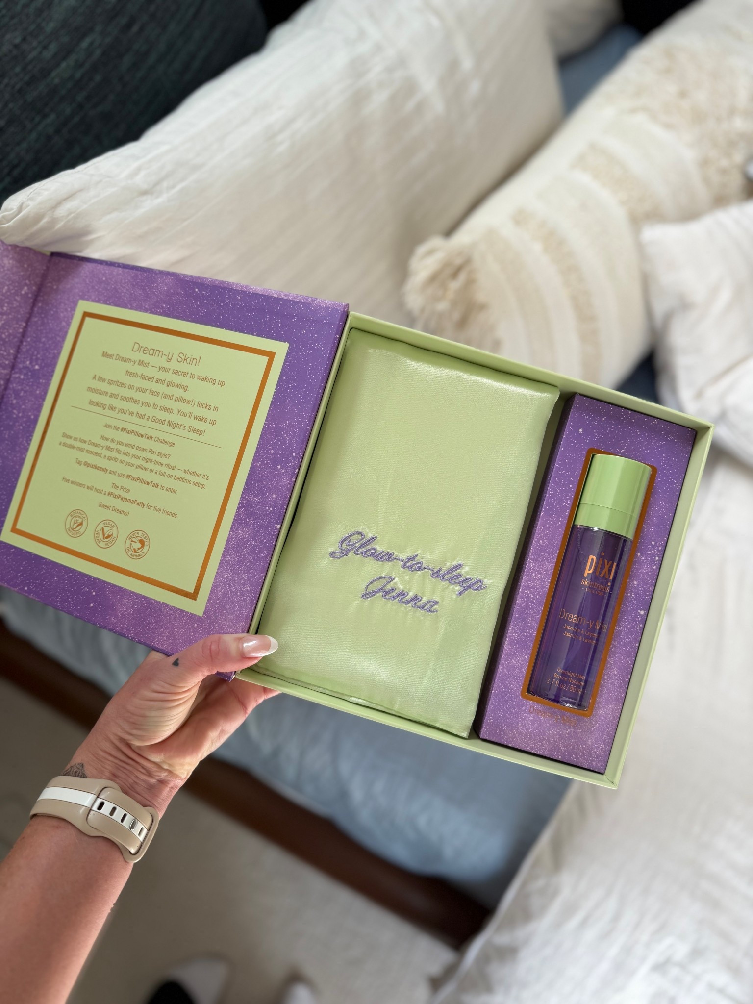 New at Pixi beauty  dream-y mist

A calming, sleep-enhancing mist that helps hydrate, soothe and preserve skin overnight. Infused with natural aromatics and antioxidants, this ultra-fine elixir supports deep relaxation while sealing in your nighttime skincare. 