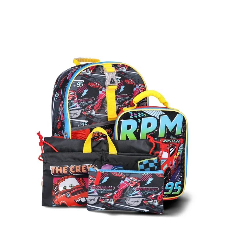 Cars Kids 14” Light Up Backpack 4-Piece Set, Multi-Color | Walmart (US)