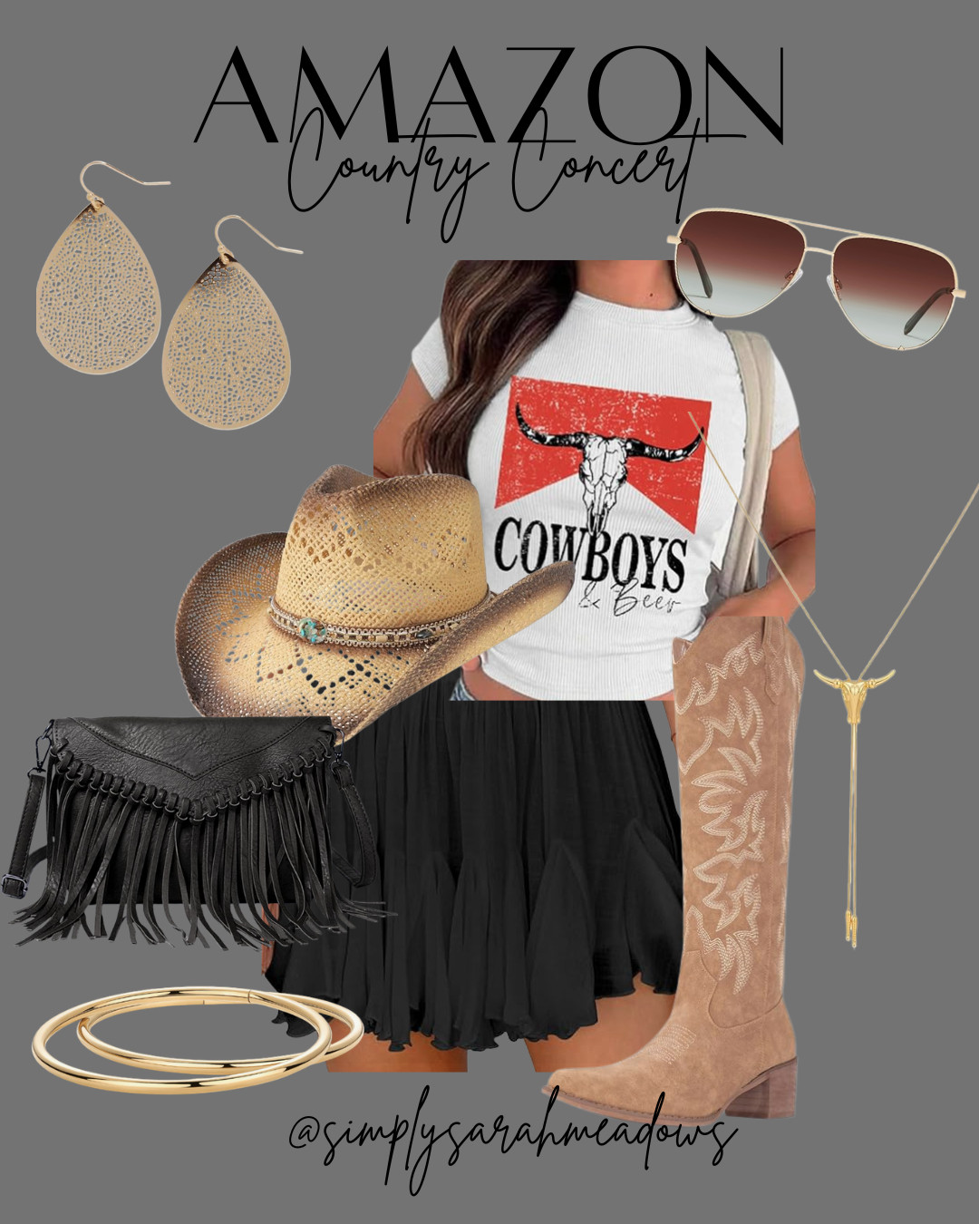 Ready to embrace the country vibe? Check out my Amazon finds for the perfect concert look! #CountryStyle #AmazonFinds #LTKStyle #ConcertOutfit #CountryLook #LTKSummer #LTKFestival #LTKOOTD #MomStyle #CasualChic #LTKSpring #Trending 

 