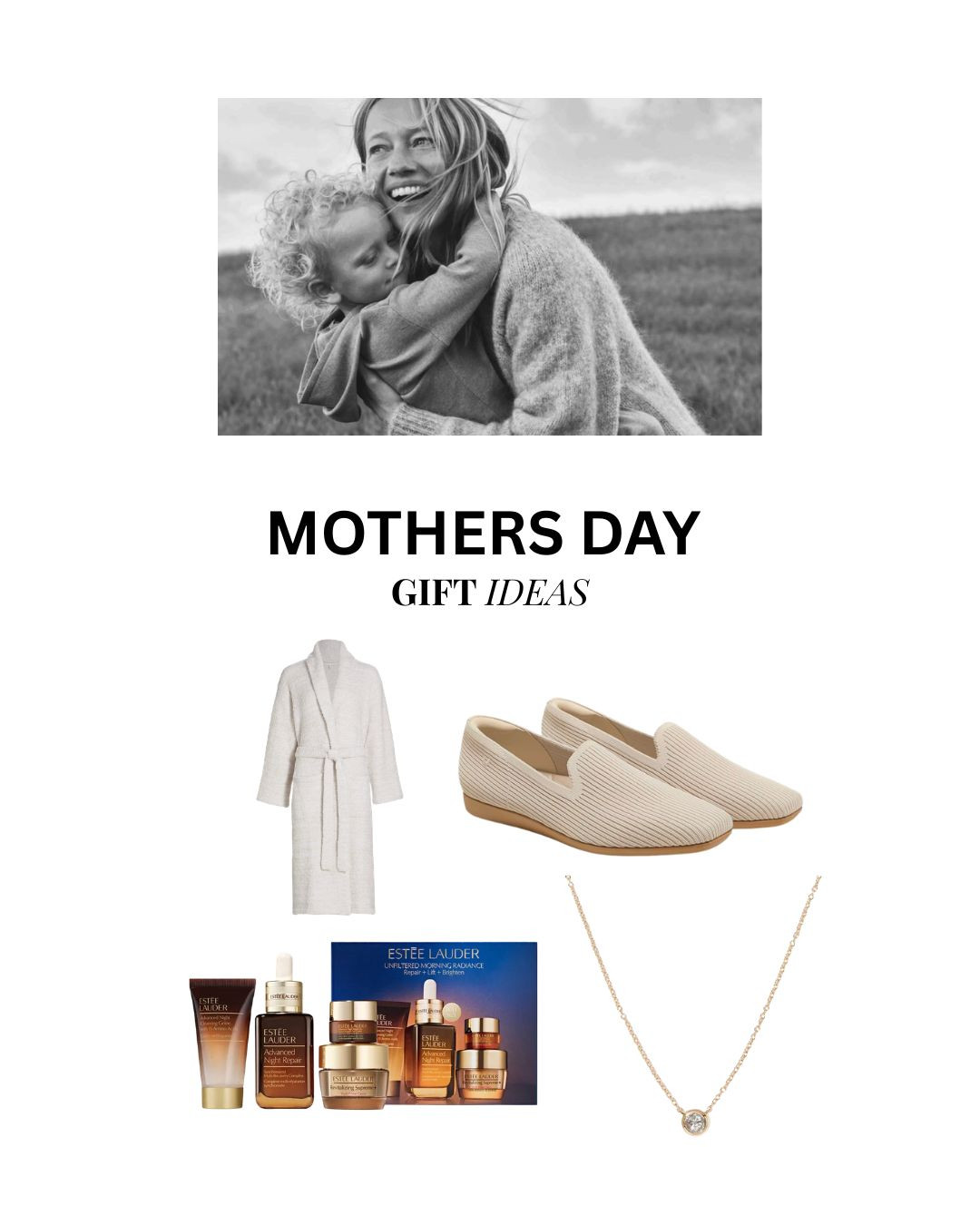 Sharing some of my favorite Mother's Day picks this year   From a 14K gold diamond bezel necklace from Quince that feels way more expensive than it is, to the Vivaia Samantha Walker loafers that are genuinely the most comfortable flats she'll ever wear, the Estée Lauder Advanced Night Repair 4-piece skincare set that makes the perfect "treat yourself" gift, and the Barefoot Dreams CozyChic robe she'll live in all weekend.  

 #LTKMothersDay #LTKmomlife #LTKBeauty