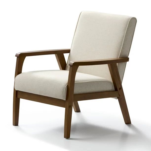 Mayview Milton Wood Frame Accent Chair, Cream - Walmart.com | Walmart (US)