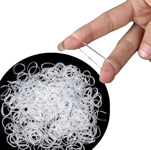 Cosy Companions 100x Clear Hair Elastics, Clear Rubber Bands For Hair Ties For Thin Hair, Mini, Plastic | Amazon (US)