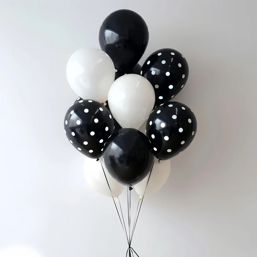 Black and White Balloons With Polka Dots, Monochrome Balloon Bouquet Kit for Modern Birthday Part... | Etsy (Global)