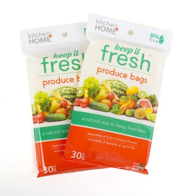 Kitchen + Home Keep it Fresh Produce Bags - 60 Reusable Fruit Veggie Freshness Green Bags & Twist Ties | Target