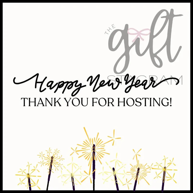 This is a DIGITAL DOWNLOAD for a Thank You For Hosting Gift Tag, perfect to add to your New Years... | Etsy (US)
