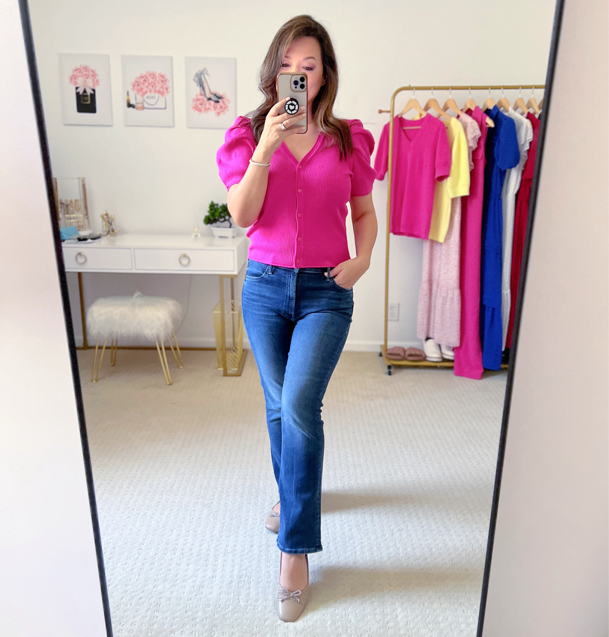 I am loving this rose red color for spring! I seriously can’t get enough. This short sleeve knit is so feminine with these cute puff sleeves. 🩷

#LTKfindsunder50 #LTKover40 #LTKmidsize