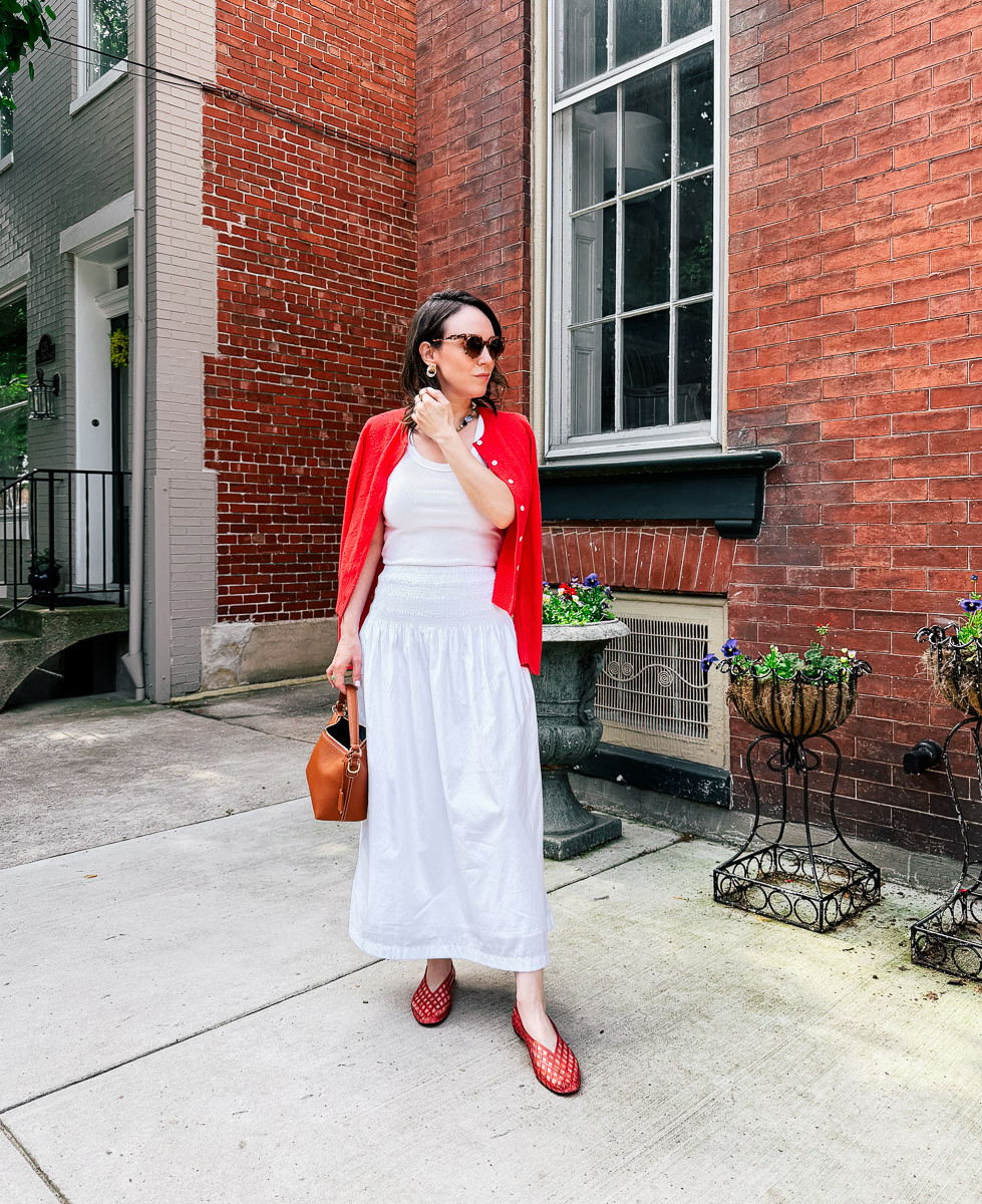 Styling a white midi skirt

#LTKSeasonal #LTKOver40